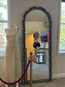 Black, gold and abalone mirror