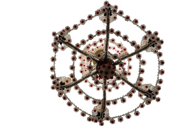 Italian floral chandelier with red beads