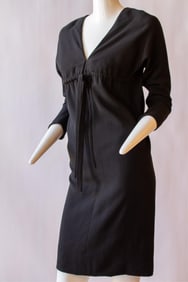 NINA RICCI, "Mademoiselle Ricci", Silk Lined, Black, Wool Crepe, Empire Waist, Dress, circa 1960s