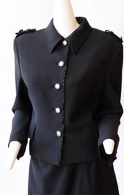 GIANNI VERSACE Designer Blazer and Skirt Ensemble with Medusa Metallic Buttons Size 46, Blazer :