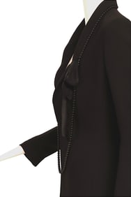 JEAN PAUL GAULTIER FEMME Black Blazer with attached necklace and bow detail Measurements: Shoulder