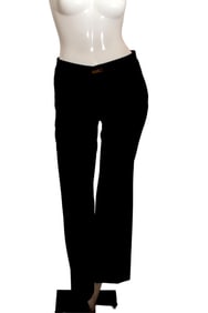 Gucci Black Straight Leg Trouser with Gold Tone Button.