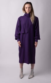 GUCCI Purple Vintage Designer Dress with Side Buttons and Convertible Button Drape Convertible