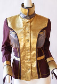 GIANFRANCO FERRE Designer Vintage Metallic Maroon with Snap Buttons. Game of Thrones meets Western