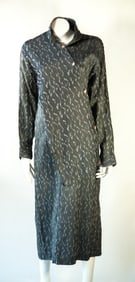 ISSEY MIYAKE grey asymmetrical trompe de l'oeil yukata style dressing gown or robe for men or women,