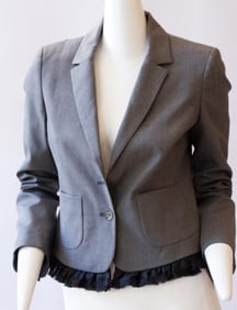 VALENTINO RED grey blazer with black ruffle trim