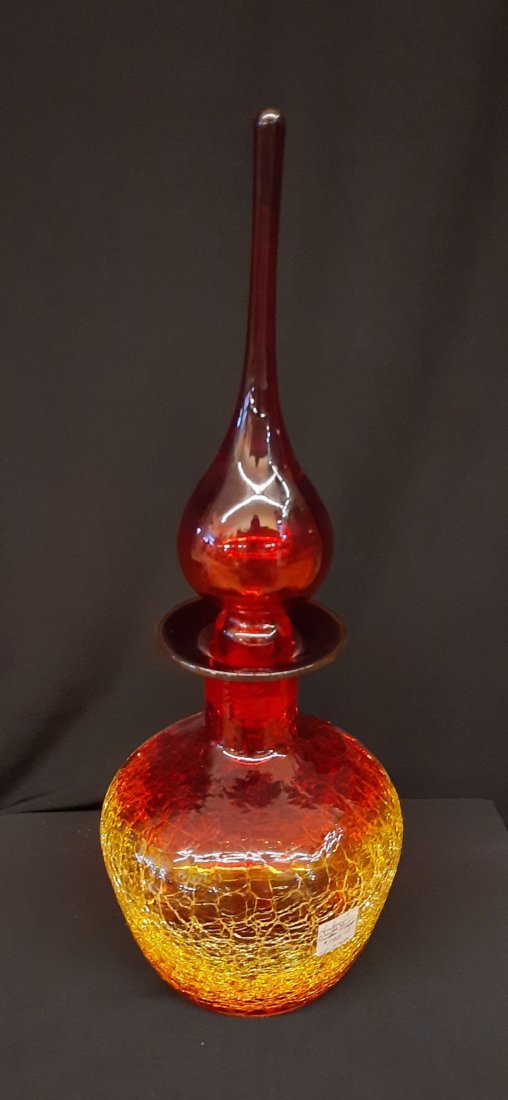 Vintage Rainbow Art Glass Decanter Crackle Glass Midcentury Modern (1 of 14)