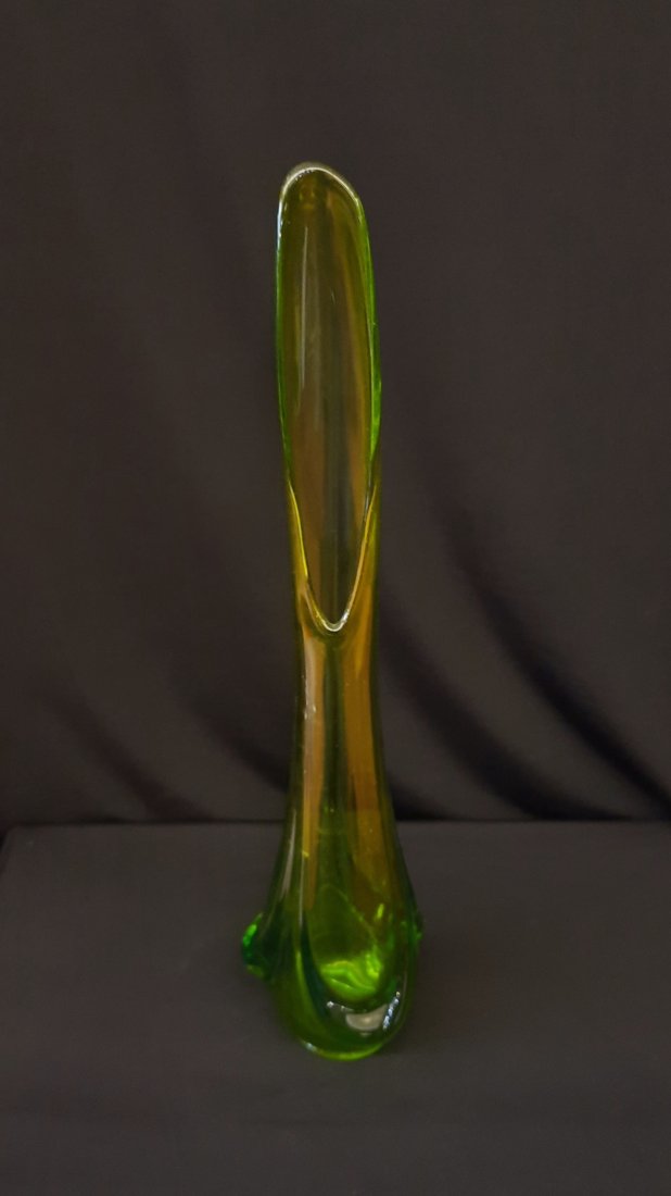 Viking Swung Vase Art Glass Vase Avocado Color 1960s Midcentury modern (1 of 7)
