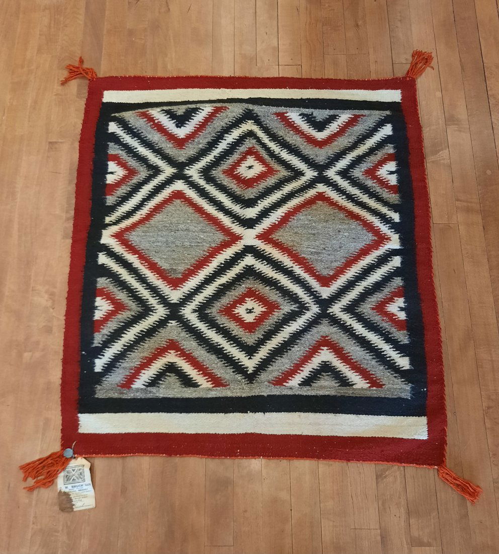 Antique Native American Rug weaving With Original Label and Stamp (1 of 18)
