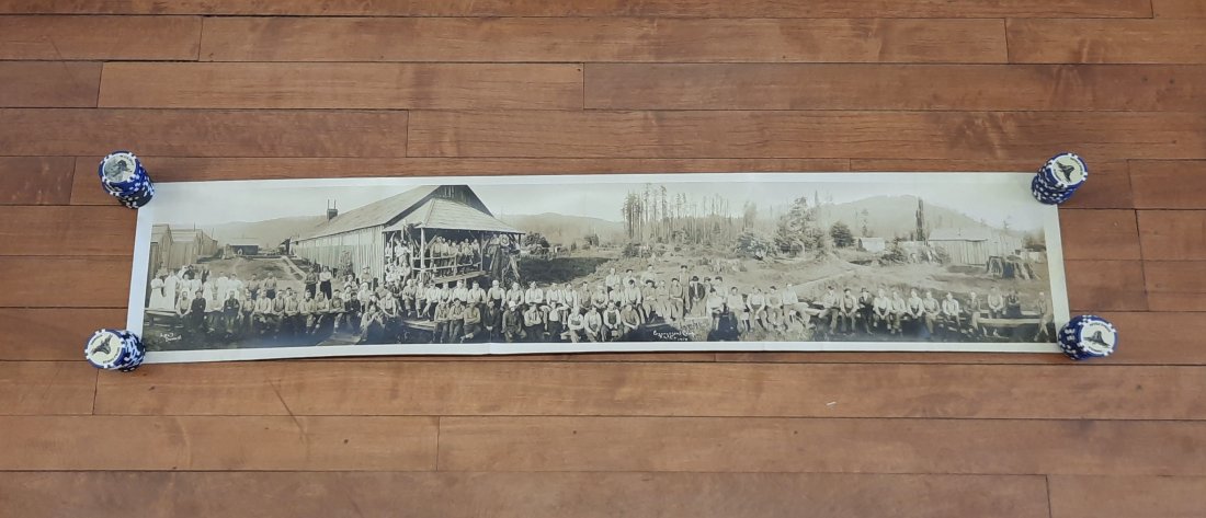 Antique Dated 1916  Yard Long Photo Of Loggers Lumber Jacks  Redwood Forest Camp (1 of 20)