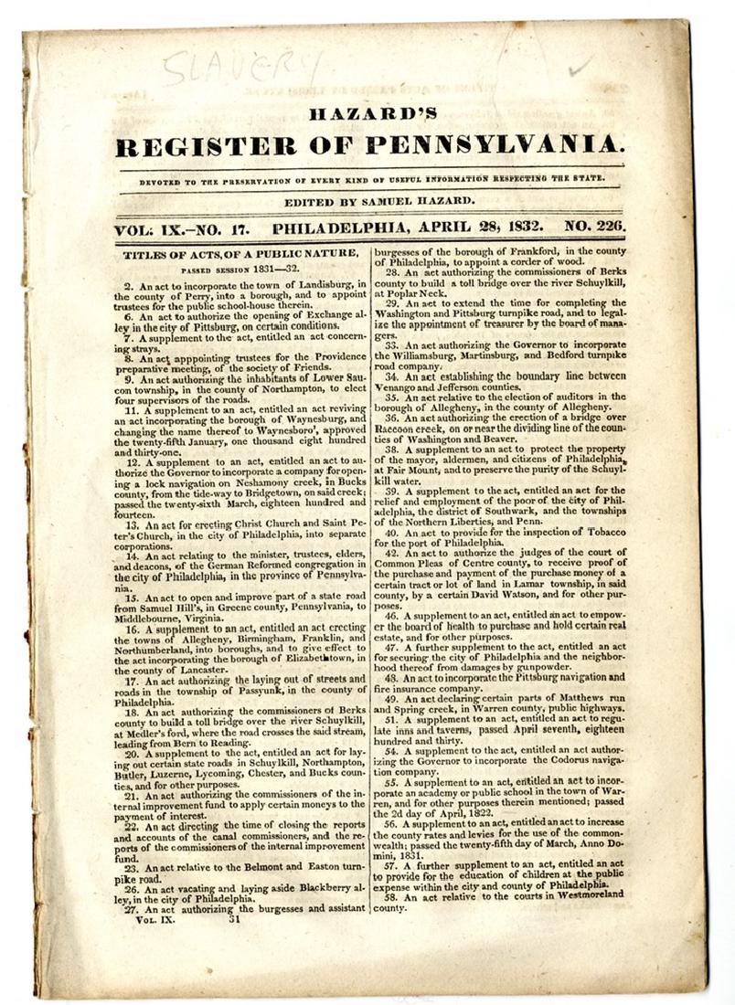 Pennsylvania - A Slave Holding State - 1832 (1 of 1)