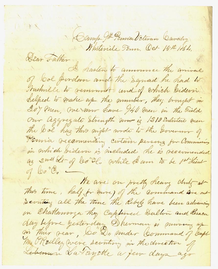 Excellent Content 9th Pennsylvania Calvary: Written by Isaac D. Landis, 9th Pennsylvania Calvary (92nd Volunteers) to his father. Landis served with the 9th Penn. Calvary from October 1861 until July 1865, and was wounded in Georgia in November