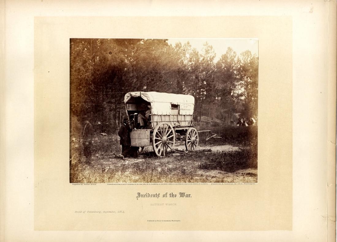 The Telegraph Battery Wagon: Photograph, 16” x 12,” titled “Incidents of the War, Battery Wagon, Front of Petersburg, September, 1864,” published in Gardner's photographic sketch book of the war/Alexander Gardner. Washing