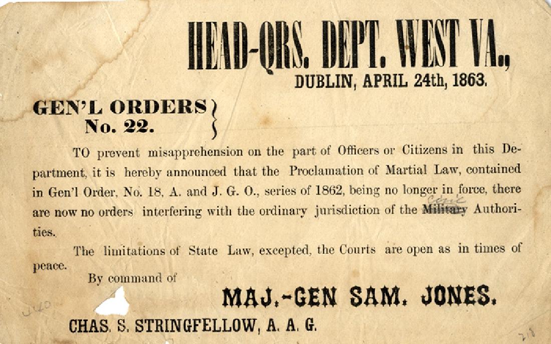 From West Virginia Confederate Field Printed Broadside (1 of 1)