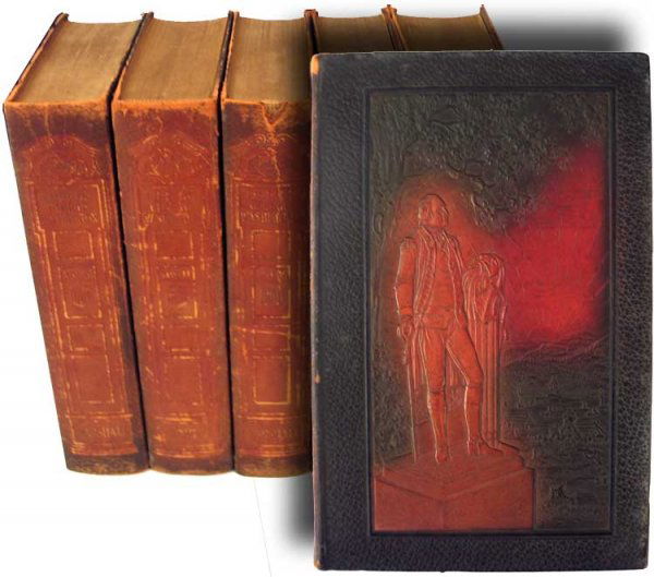 Nice Embossed Set Of John Marshall's Life Of Georg: A handsomely embossed leather bound five volume edition entitled: "The Life of George Washington, Commander In Chief of the American Forces" by John Marshall. Published by the Citizen's Guild of Washi