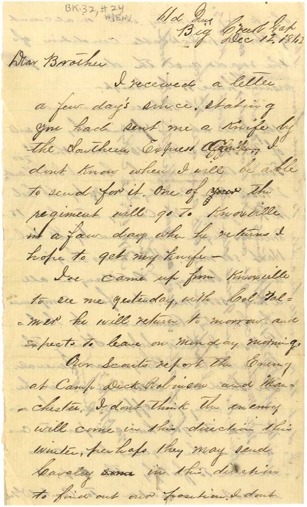58th North Carolina Partisan Rangers KIA Letter