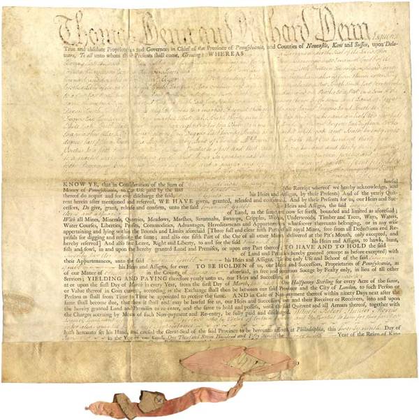 Governor Robert H. Morris of Pennsylvania Signed D: MORRIS, Robert H. (1700?-1764) Colonial Governor of Pennesylvania, (1754-1756) who on April 8, 1756 declared war on the Shawnee and Delaware, who as a part of his declaration, offered the following bo