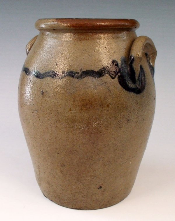Ovoid Blue Decorated Stoneware Jar