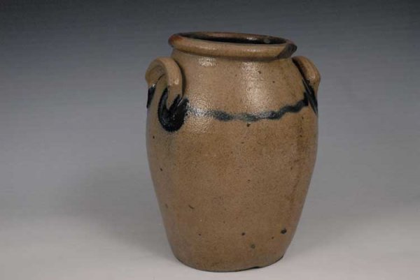 Ovoid Blue Decorated Stoneware Jar - 4