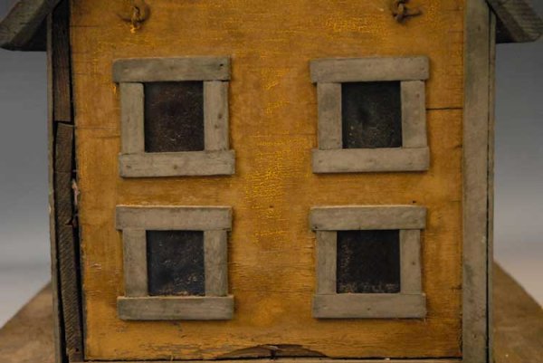 Folk art Bird House original mustard paint - 3