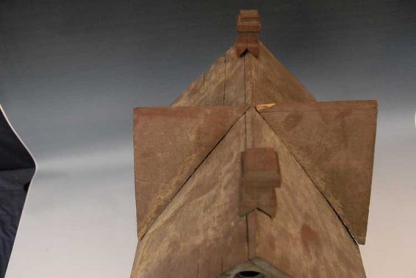 Folk art Bird House original mustard paint - 5