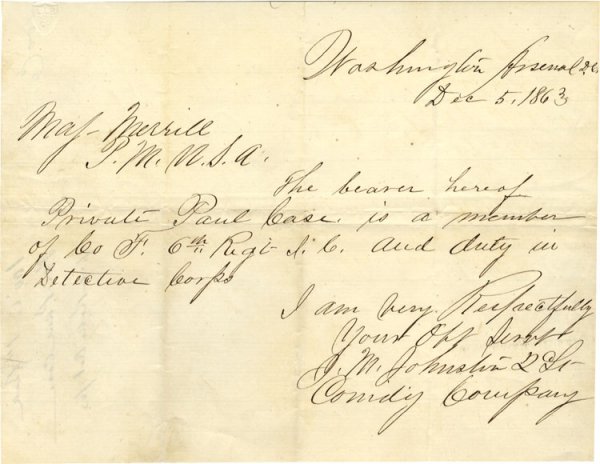 Union Soldier is Ordered to the Detective Corps