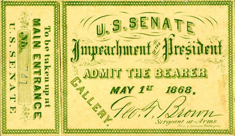 Outstanding Rare “Mint” Unused Impeachment Ticket (1 of 1)