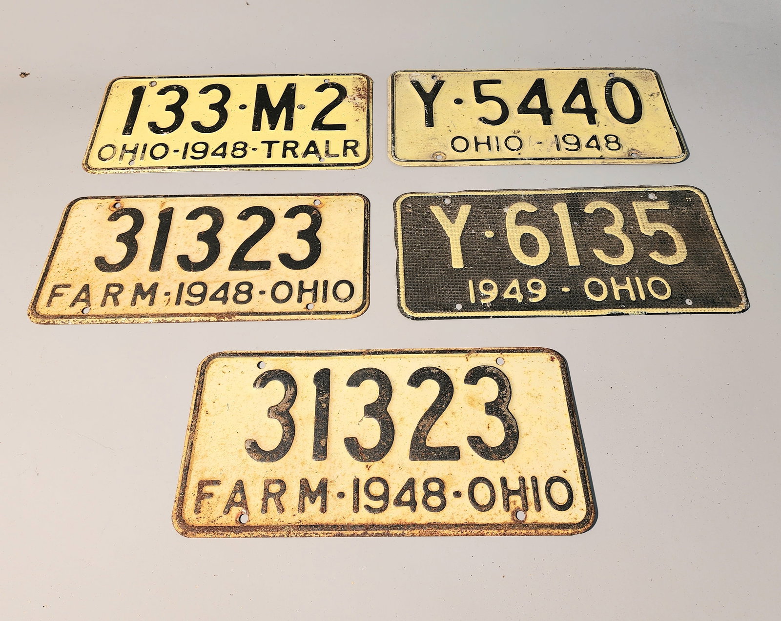 Five License Plates - Ohio, 1948 - 1949 (1 of 2)