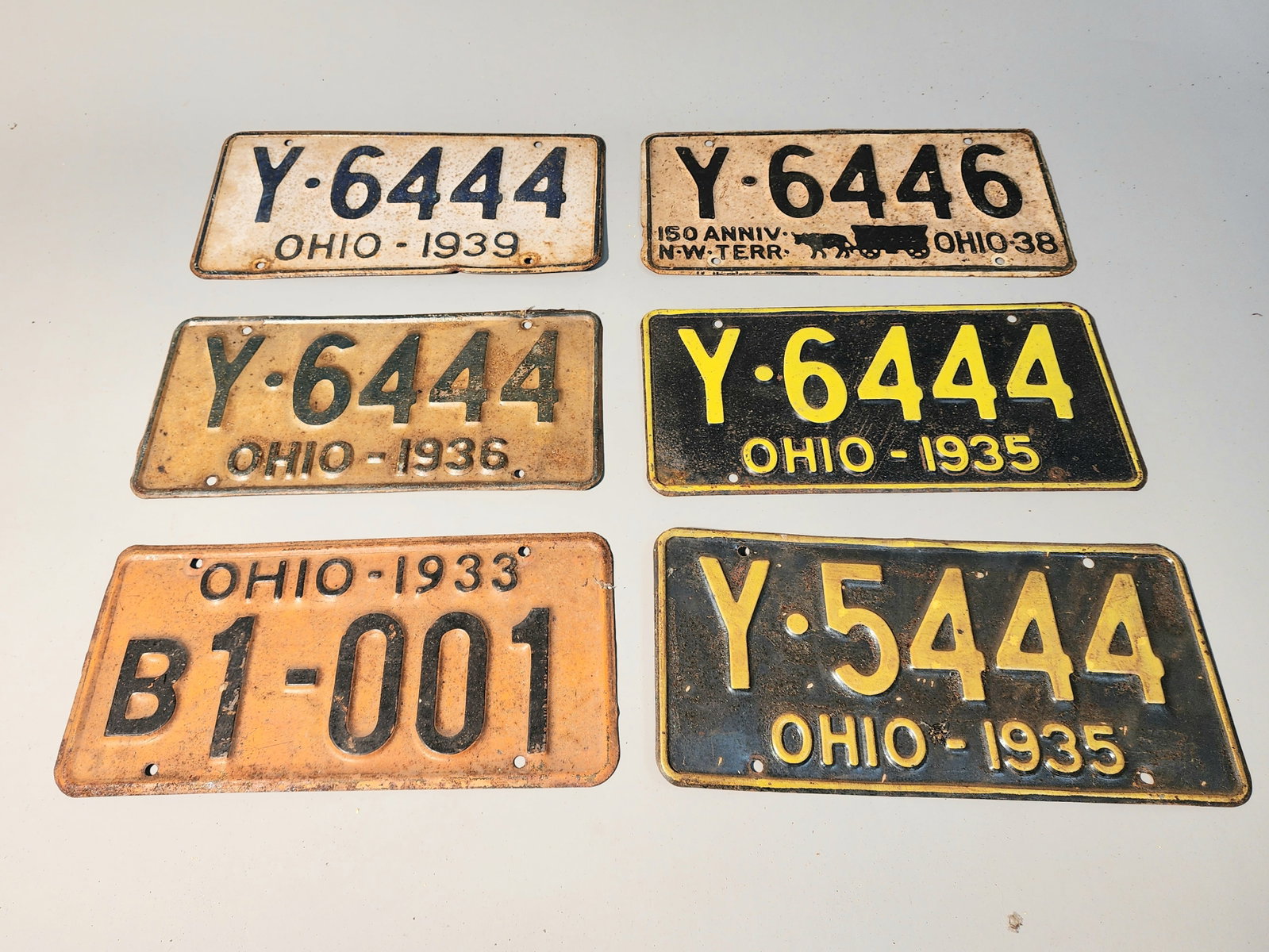 Six License Plates - Ohio, 1933 - 1939: Six License Plates - Ohio, 1933 - 1939