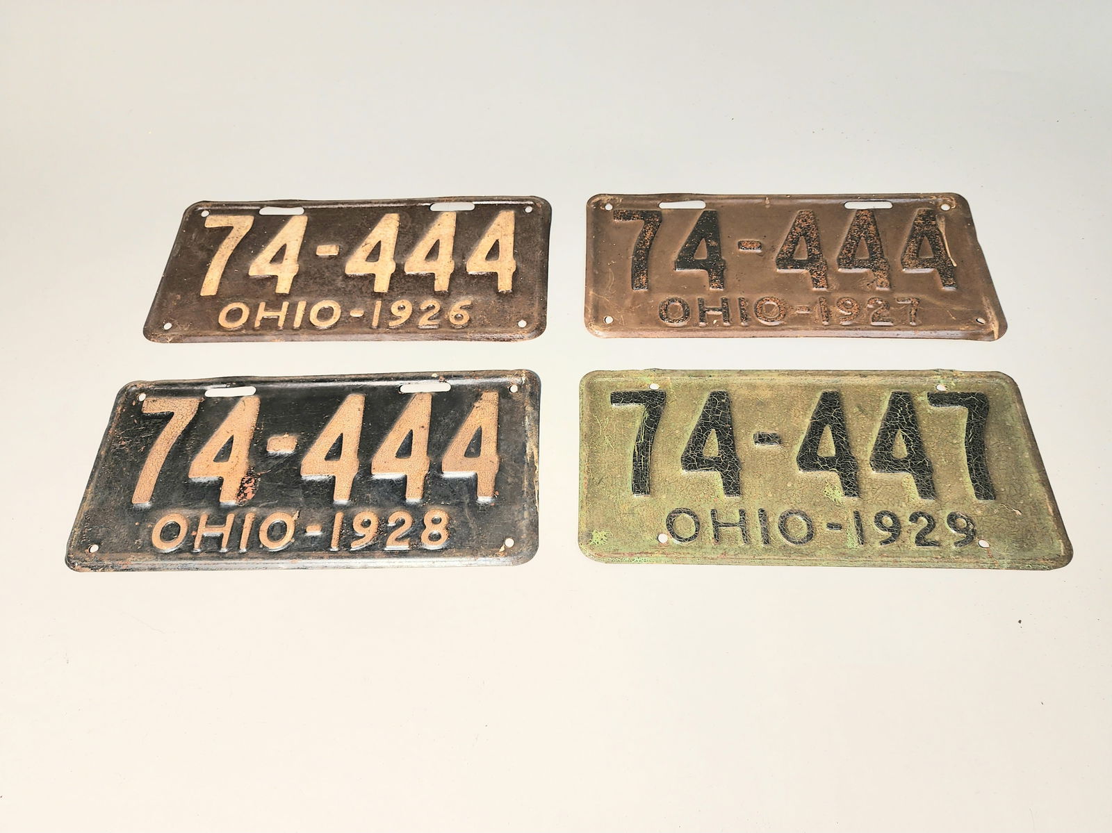Four License Plates - Ohio, 1926 - 1929: Four License Plates - Ohio, 1926 - 1929