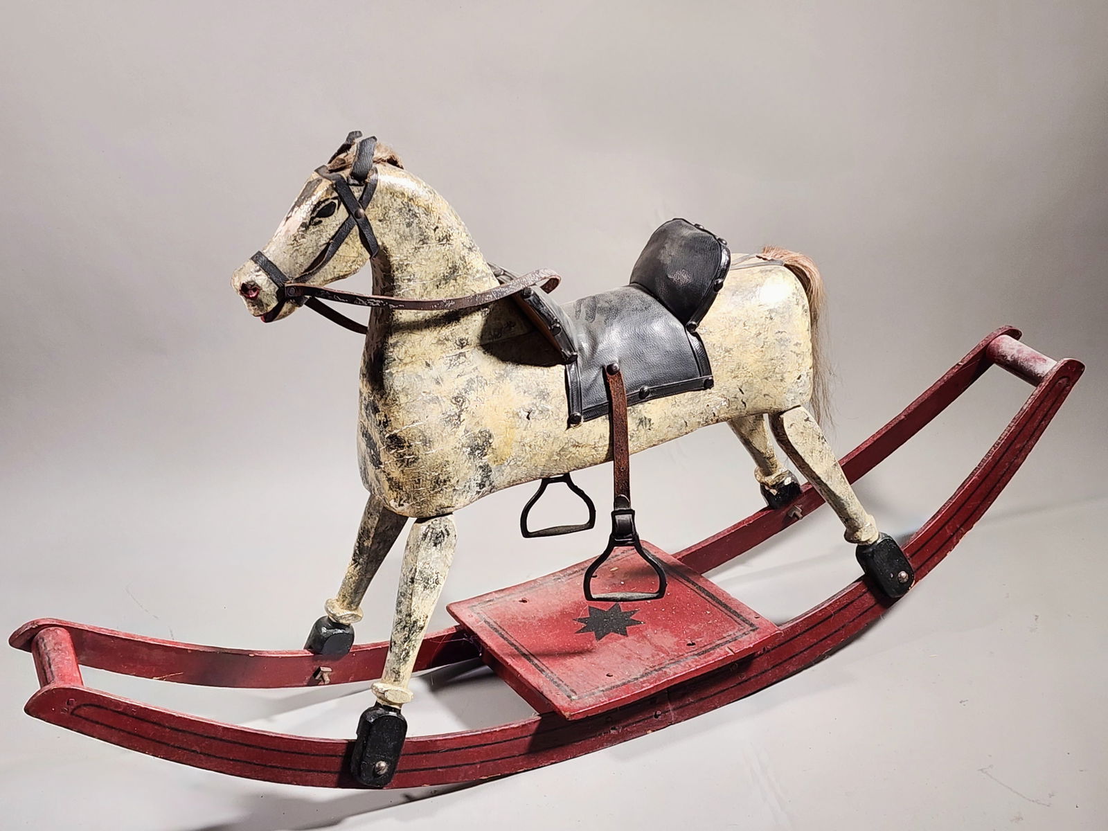 Rustic Child's Wooden Rocking Horse: 25 H x 45 W x 10.5 D Inches