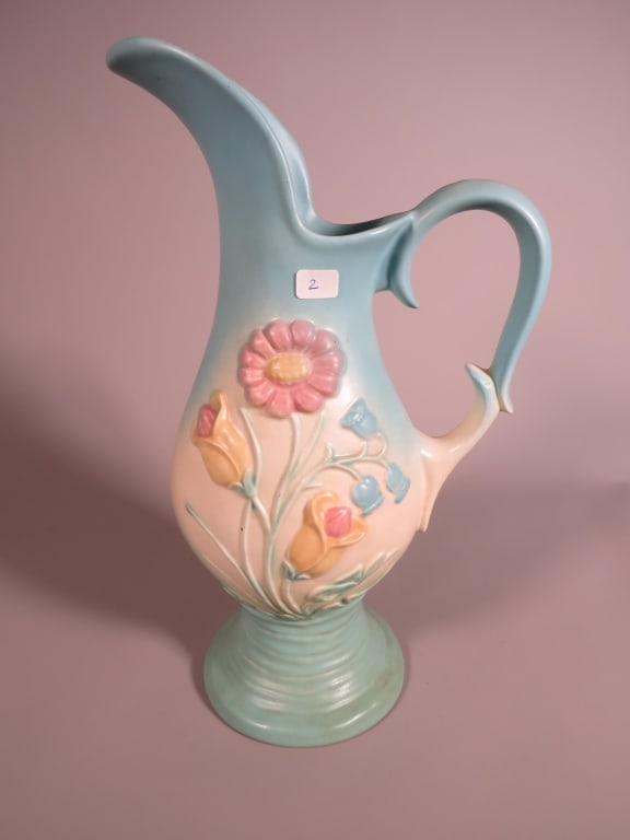 Hull Pottery B-15, "Bowknot" Ewer, circa 1949.: 13 1/2" Tall. Small chip on rim