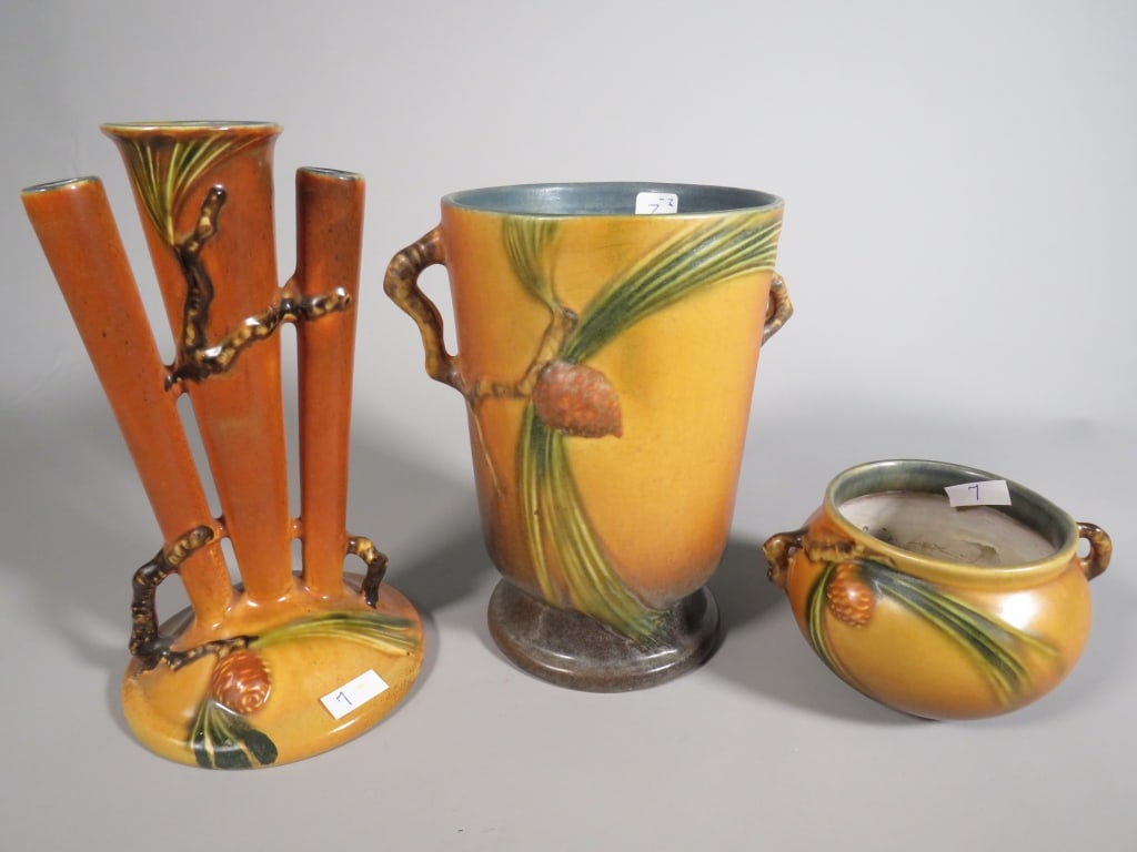 Roseville "Pine Cone" Ceramic Flower Vase & More (1 of 6)