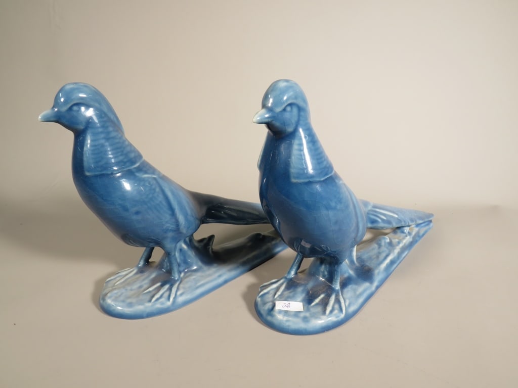 Two Rare Rookwood Blue Partridge Bookends (1 of 4)