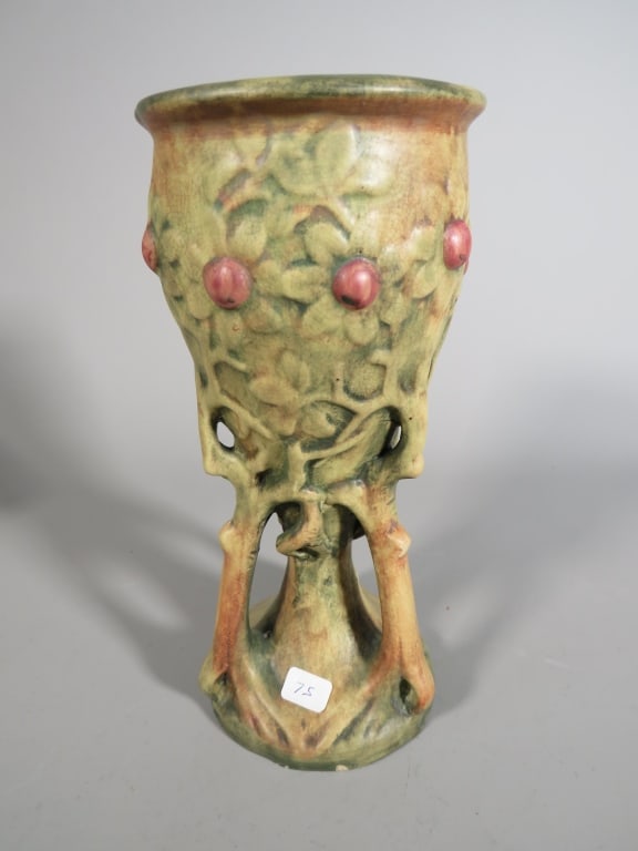 Weller "Woodcraft" Chalice Vase: 8.75"Tall. Crazing and chip on bottom.