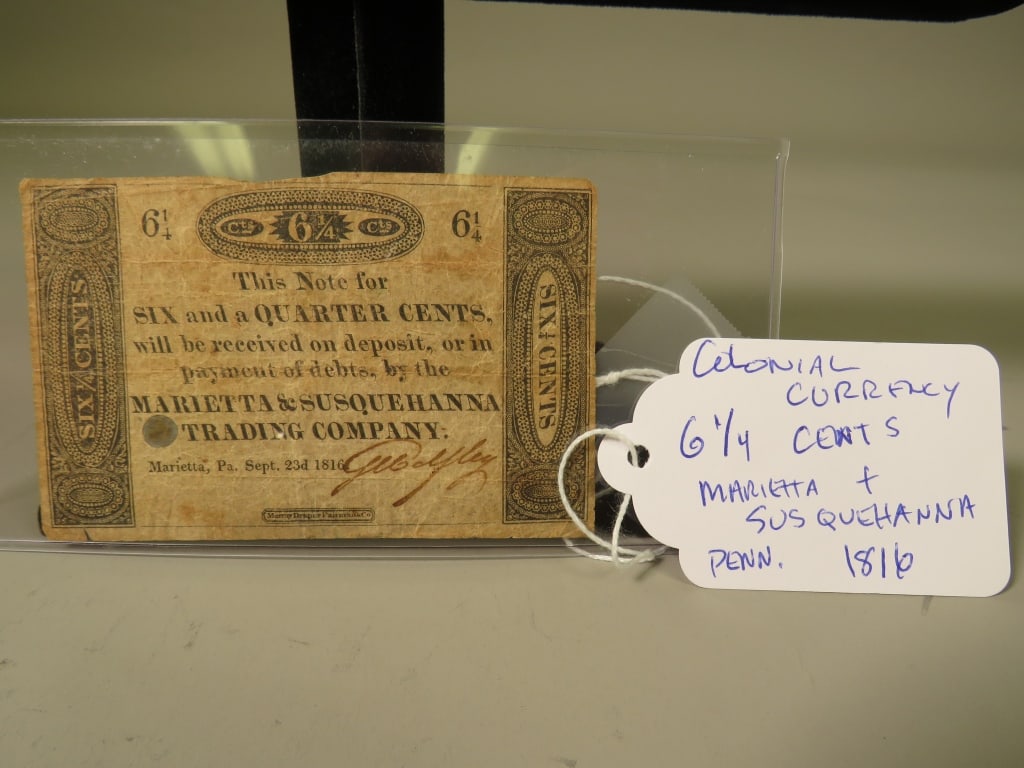 1816 Colonial Currency - PA: 6.25 Marietta & Susquehanna