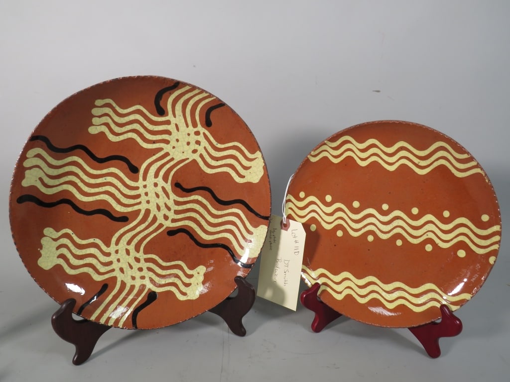 David T. Smith Redware Turtle Creek Pottery: (2) Plates