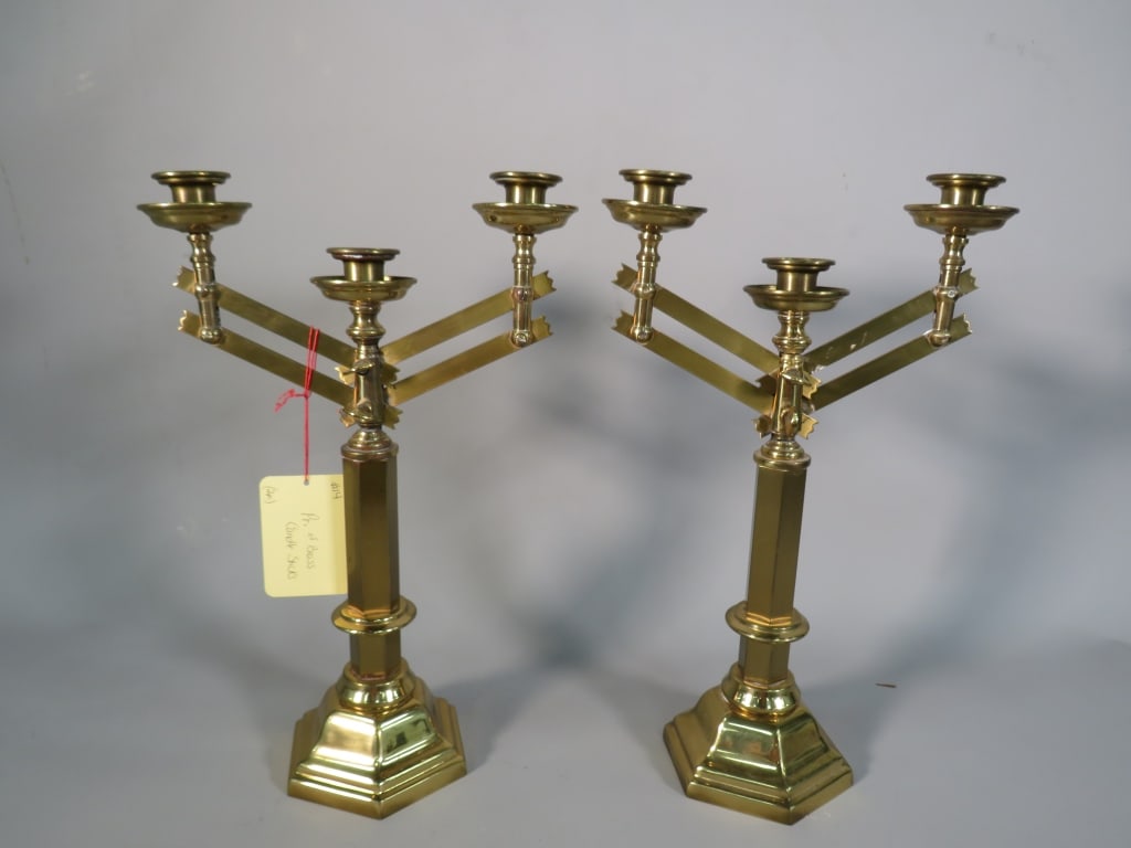 (Pair) Adjustable Brass Altar Candlesticks (1 of 4)
