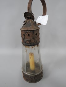 Primitive Tin/Glass Candle Lantern