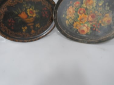 (2) Tole Painted Metal Trays