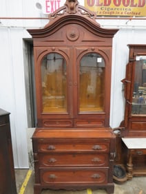 1860's Walnut Bookcase Secretary