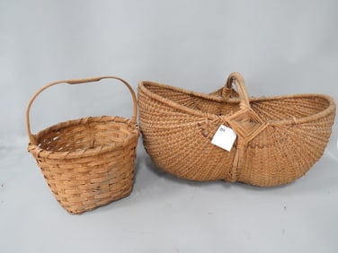 (2) Early Hiclory Splint Baskets