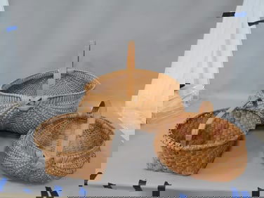 (3) Vintage Hickory Splint Baskets