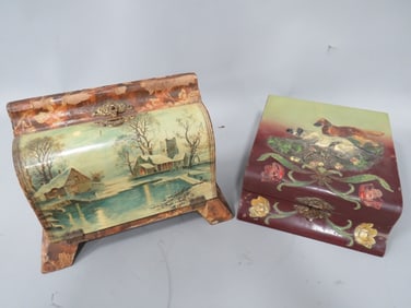 (2) Painted/Embossed Dresser Boxes