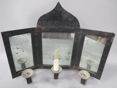 Mirrored Early-Forged Tin Candle Holder