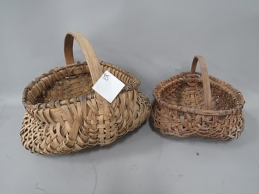 (2) Early Hiclory Splint Baskets