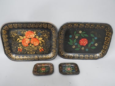 (4) Tole Painted Trays