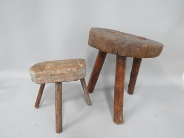 (2) Early Wooden Milk Stools