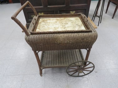 1800's Wicker Tea Cart