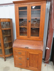 Yellow Pine Country Cylinder Bookcase